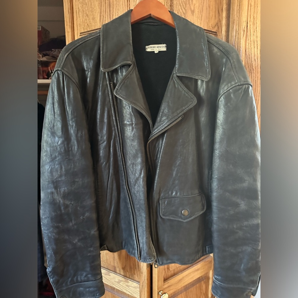 COPY - Vintage Giorgio Armani Black Leather Jacket. Size 38 Medium